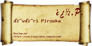 Óvári Piroska névjegykártya